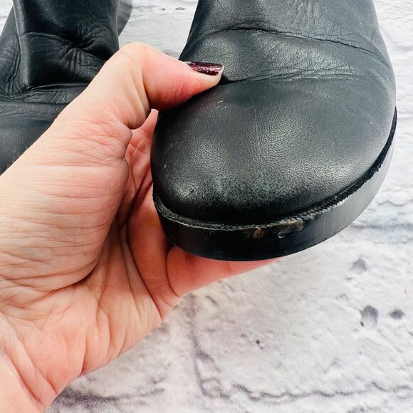 Cole Haan Pull On Chelsea Ankle Boots 6.5 Black Leather Round Toe Block Heel - Picture 6 of 11